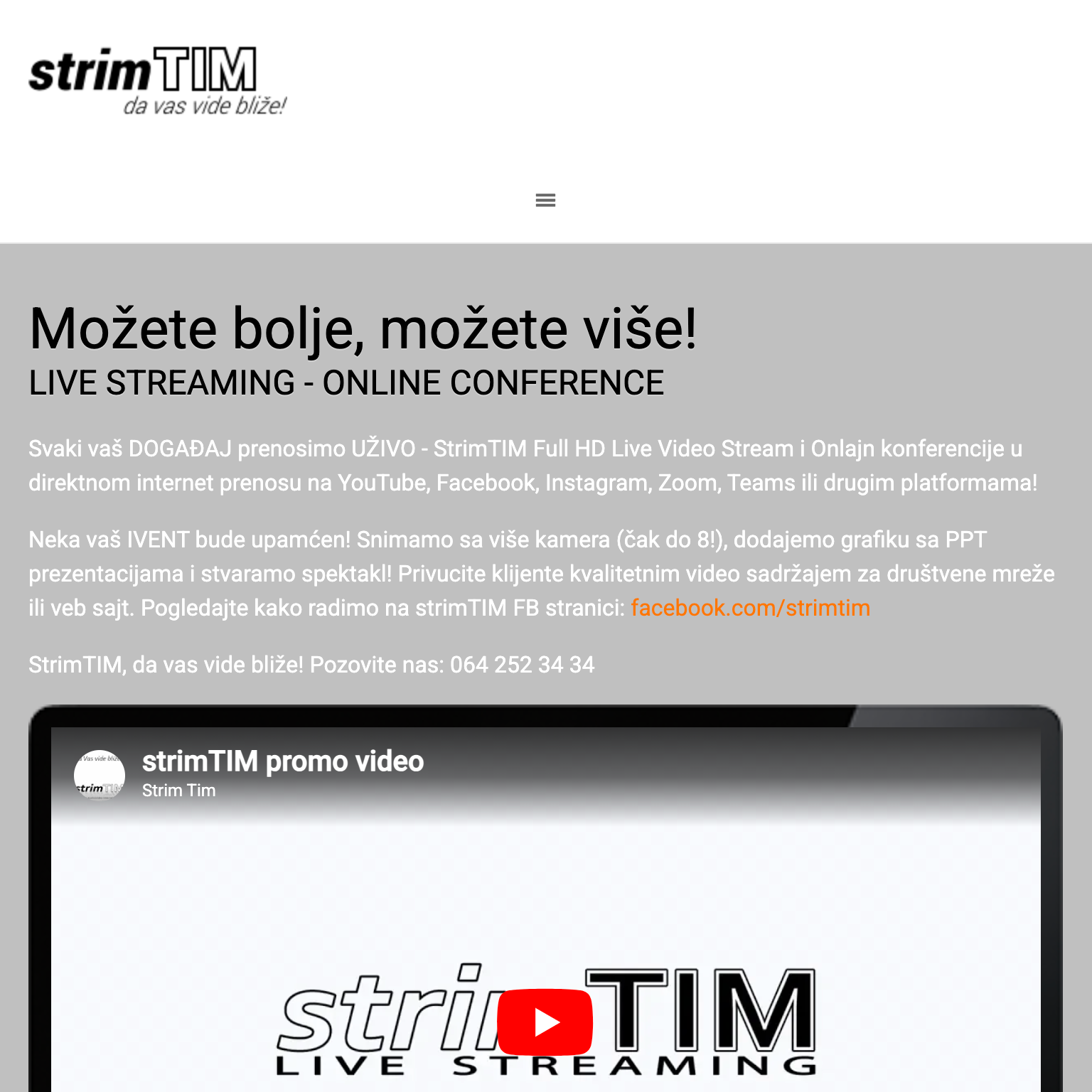 Strim TIM website screenshot